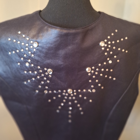 Vintage U.S.A. Jeweled Studded Black Vest Biker Vibes sz XXL - Picture 4 of 13